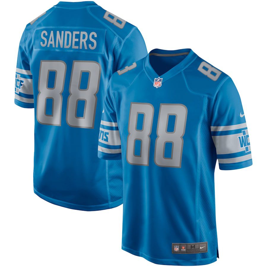 Men Detroit Lions 88 Charlie Sanders Nike Blue Game Retired Player NFL Jersey